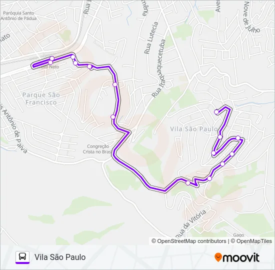FV 007 ESTAÇÃO GIANETTI / VILA SÃO PAULO Bus Line Map