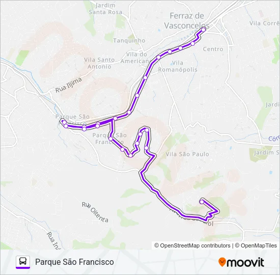 FV 006 ESTAÇÃO FERRAZ - PARQUE SÃO FRANCISCO Bus Line Map