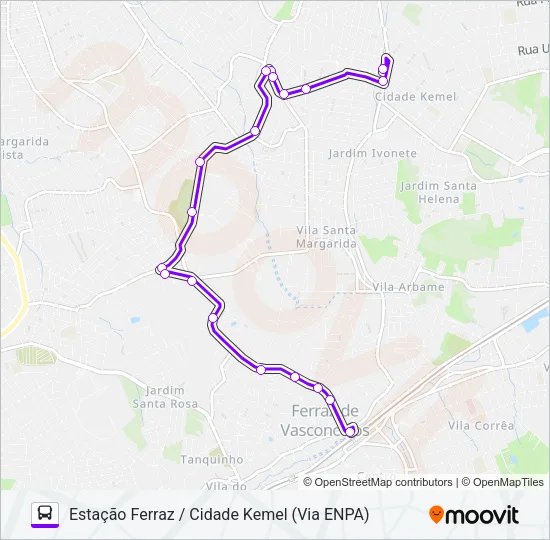 FV 005BI ESTAÇÃO FERRAZ / CIDADE KEMEL (VIA ENPA) Bus Line Map