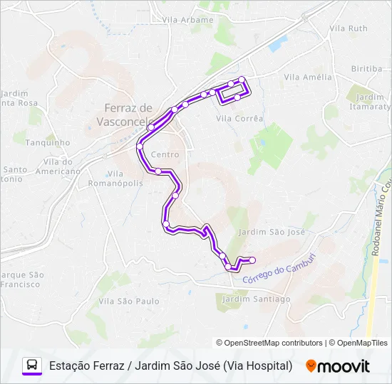 FV 004BI ESTAÇÃO FERRAZ / JARDIM SÃO JOSÉ (VIA HOSPITAL) Bus Line Map