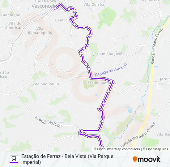 FV 003DV1 ESTAÇÃO DE FERRAZ - BELA VISTA (VIA PARQUE IMPERIAL) Bus Line Map