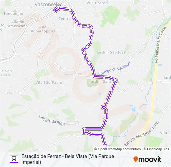 FV 003DV1 ESTAÇÃO DE FERRAZ - BELA VISTA (VIA PARQUE IMPERIAL) Bus Line Map