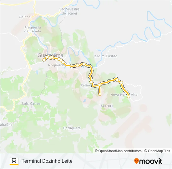 T004 GUARAREMA (CENTRO) / PONTE ALTA / COSTÃO (VIA ALPES) Bus Line Map