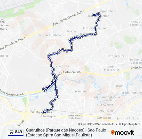 849 Bus Line Map