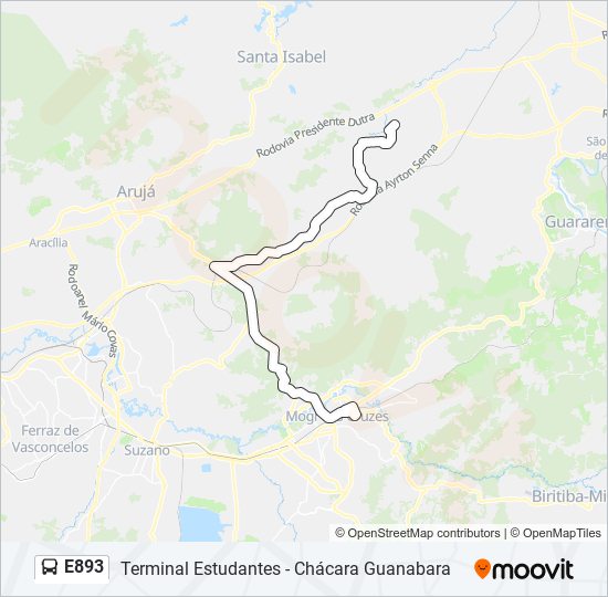 Mapa de E893 de autobús