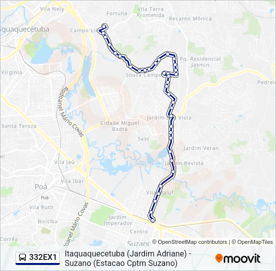 332EX1 Bus Line Map