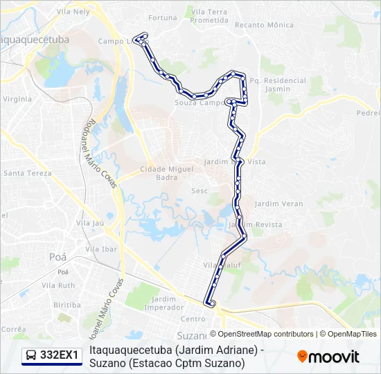 332EX1 Bus Line Map