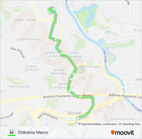 A162 TERMINAL BARUERI / CHÁCARAS MARCO Bus Line Map