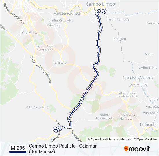 205 Bus Line Map