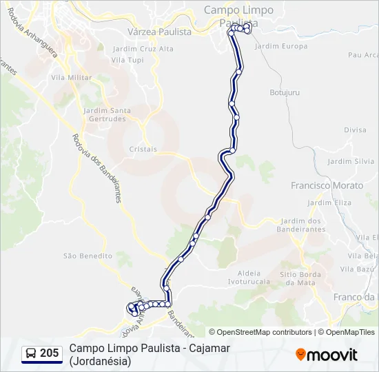 205 Bus Line Map