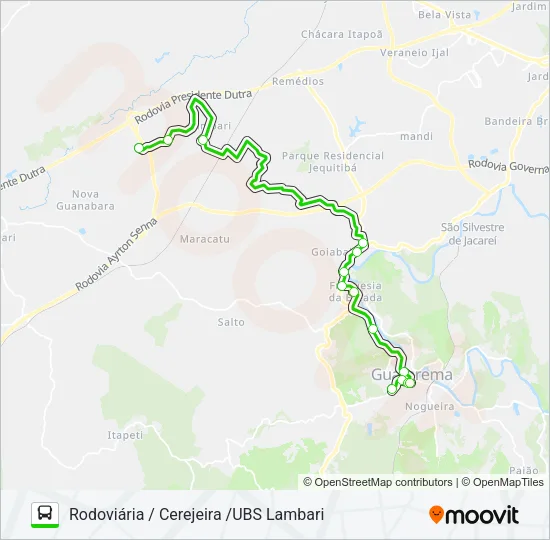 T005 RODOVIÁRIA / CEREJEIRA /UBS LAMBARI Bus Line Map
