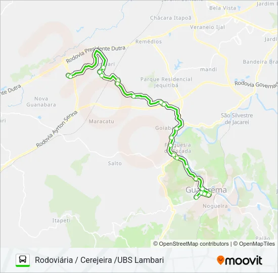 T005 RODOVIÁRIA / CEREJEIRA /UBS LAMBARI Bus Line Map