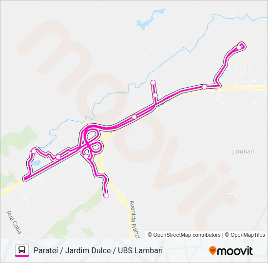 01 PARATEÍ / JARDIM DULCE / UBS LAMBARI Bus Line Map