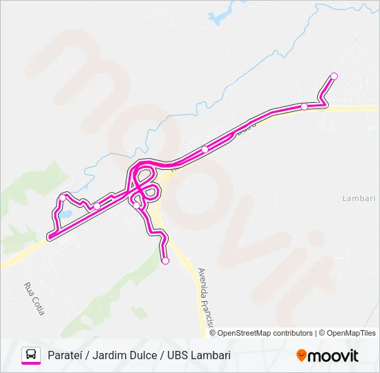 01 PARATEÍ / JARDIM DULCE / UBS LAMBARI Bus Line Map