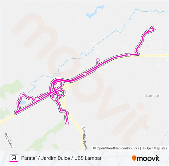 01 PARATEÍ / JARDIM DULCE / UBS LAMBARI Bus Line Map