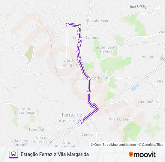 FV 001 ESTAÇÃO FERRAZ X VILA MARGARIDA Bus Line Map
