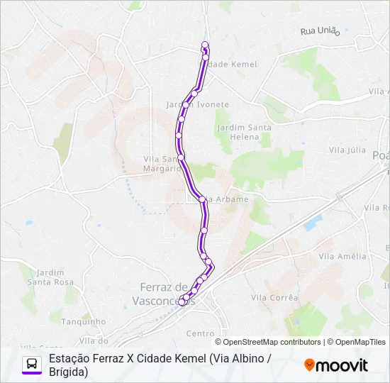 FV 001DV ESTAÇÃO FERRAZ X CIDADE KEMEL (VIA ALBINO / BRÍGIDA) Bus Line Map