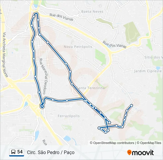 54 Bus Line Map