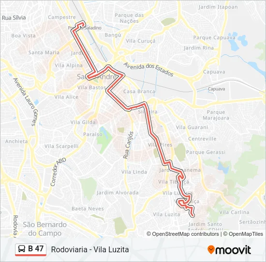 B 47 Bus Line Map