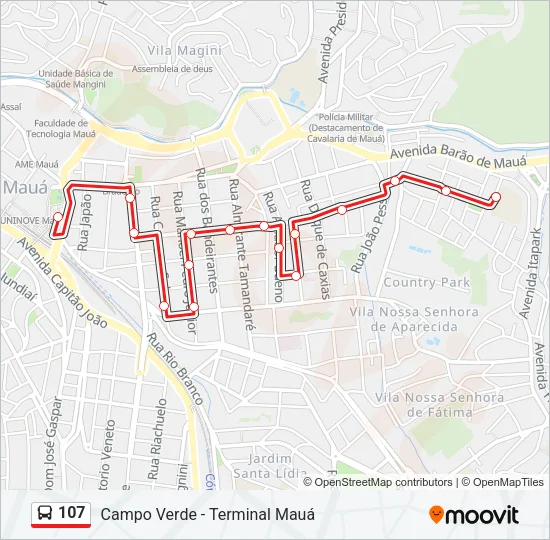 107 Bus Line Map