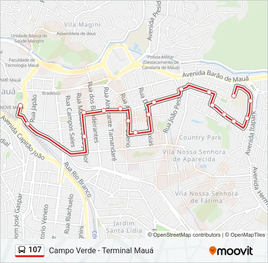 107 Bus Line Map