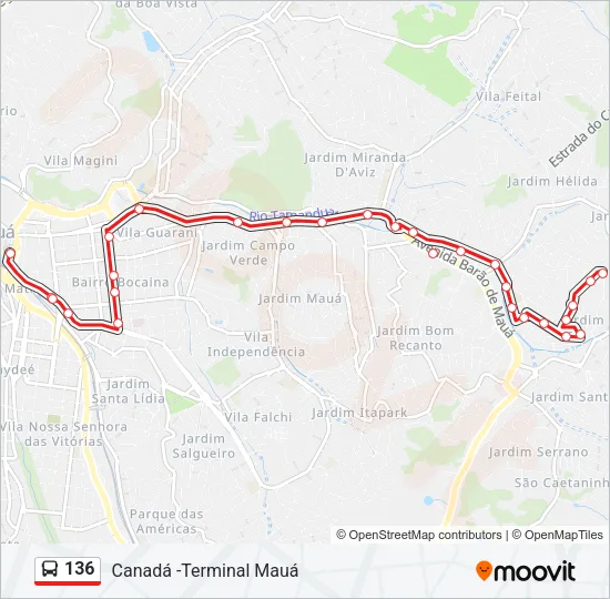 136 Bus Line Map
