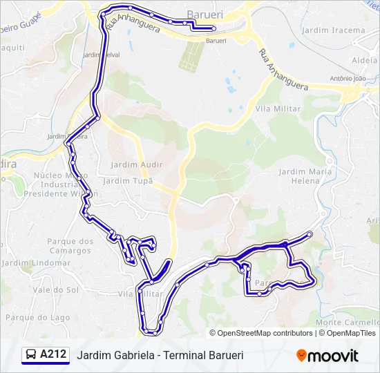 A212 Bus Line Map