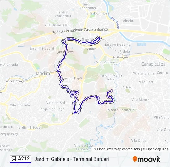 A212 Bus Line Map