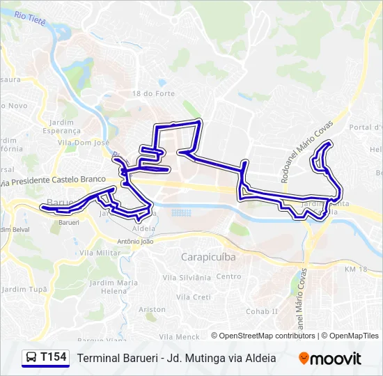 T154 Bus Line Map