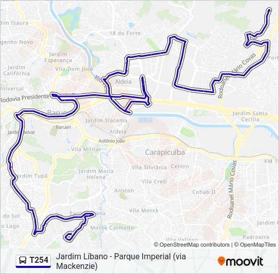 T254 Bus Line Map