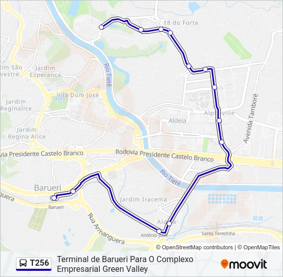 T256 Bus Line Map