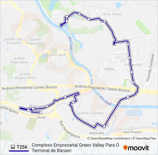 T256 Bus Line Map