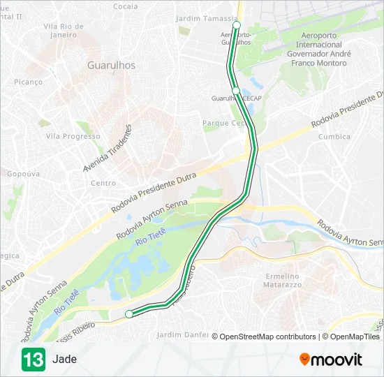 LINHA 13 Train Line Map