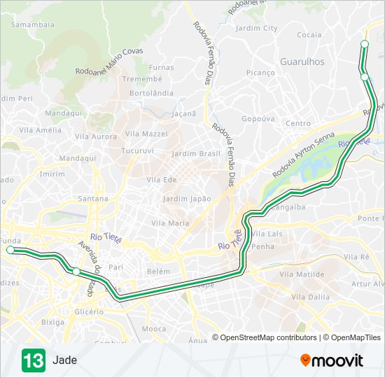 Mapa da linha  13 de trem