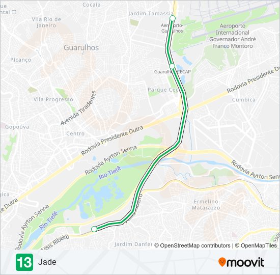 Mapa da linha  13 de trem