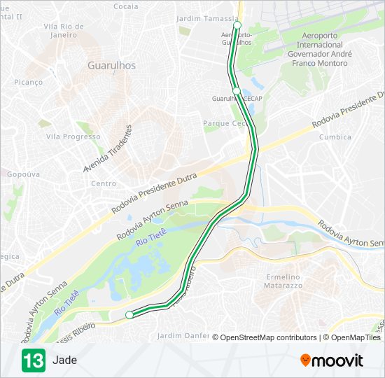 Mapa da linha  13 de trem