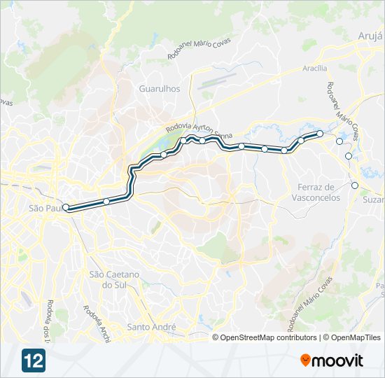 Mapa da linha  12 de trem