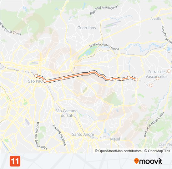 Mapa da linha  11 de trem
