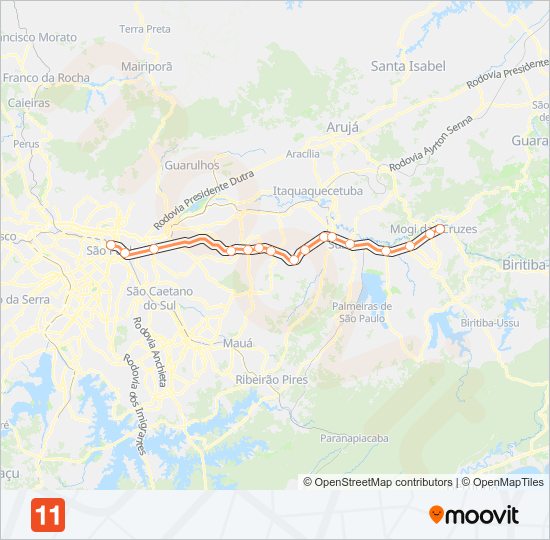 Mapa da linha  11 de trem