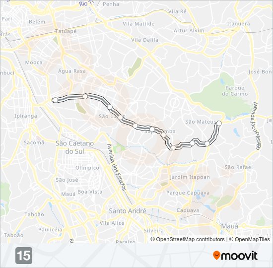 Mapa da linha  15 de metrô