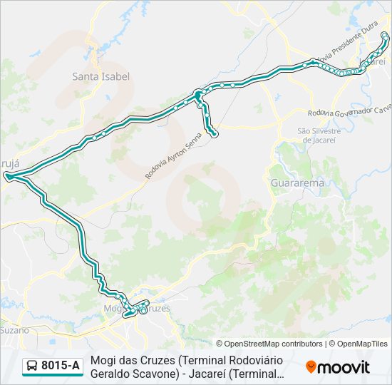 Mapa da linha 8015-A de ônibus