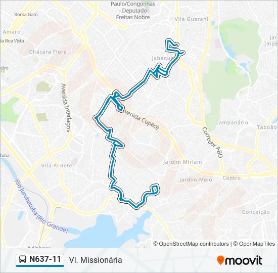 N637-11 Bus Line Map