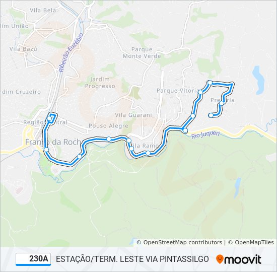 Mapa da linha 230A de ônibus
