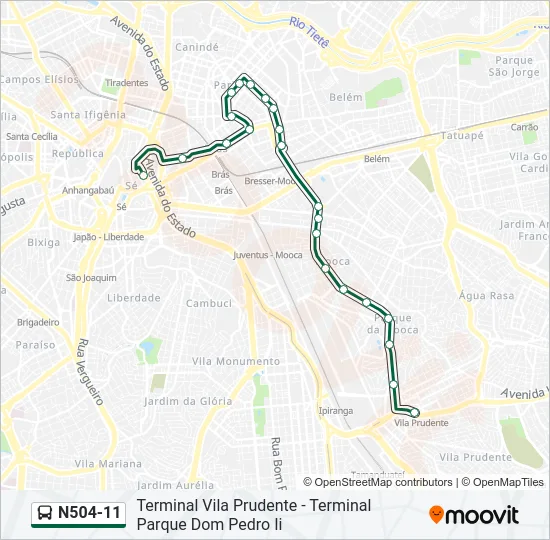 N504-11 Bus Line Map
