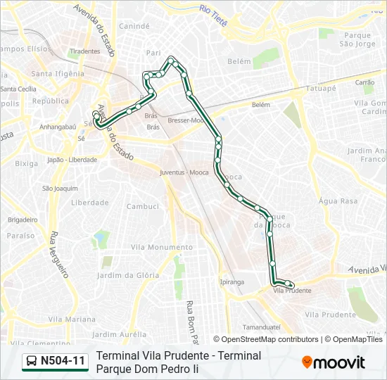 N504-11 Bus Line Map