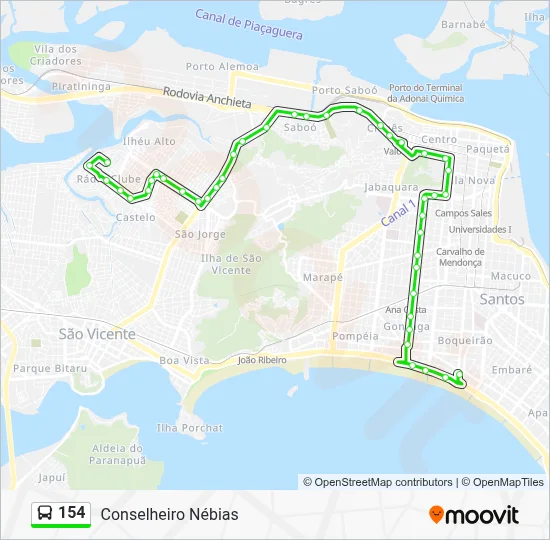 154 Route - Circular 154: Schedules, Stops & Maps - Conselheiro Nébias ...