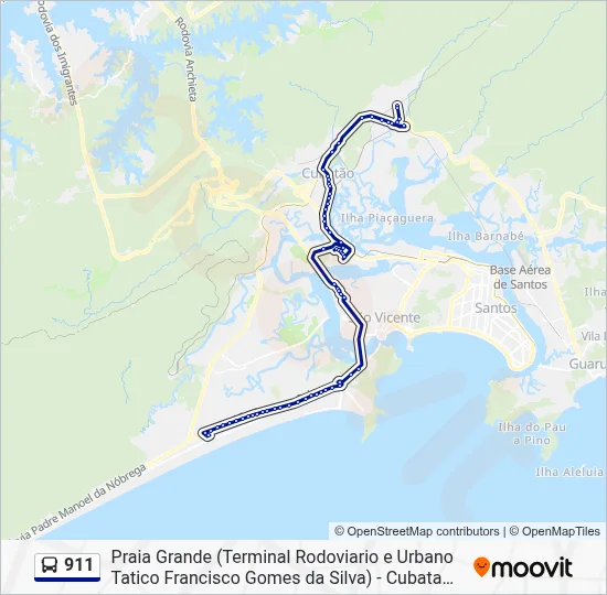 911 Route: Schedules, Stops & Maps - Cubatao (Usiminas) (Updated)