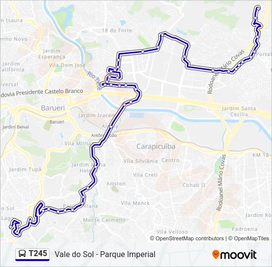 T245 Bus Line Map