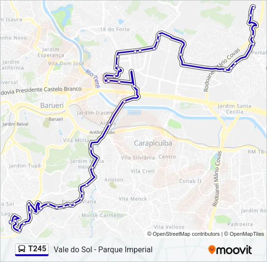 T245 Bus Line Map