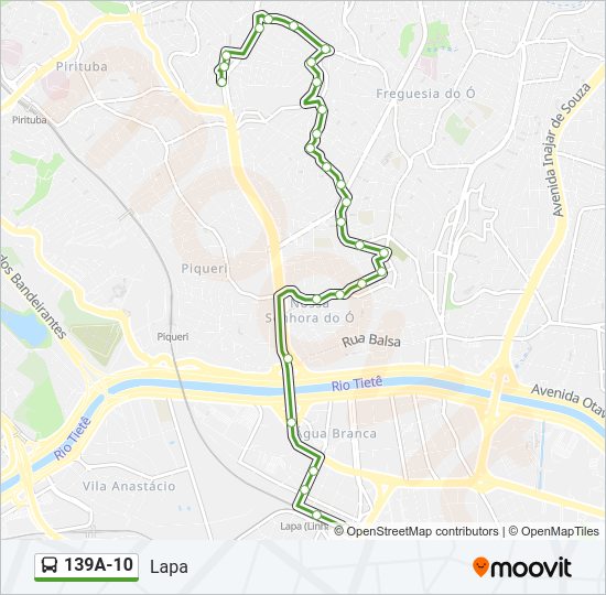 Mapa de 139A-10 de autobús